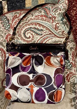 Coach  F20016 Ashley Hippie Hand Drawn Scarf Print Crossbody Bag Purse/Wallet